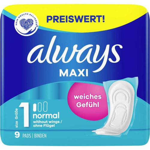 Always Maxi Binden Damenbinden ohne Flgel Damen Hygiene 9 Stck