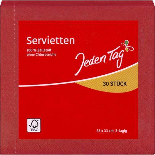 JedenTag Servietten Rot Papierservietten 3-lagig 30 Stck