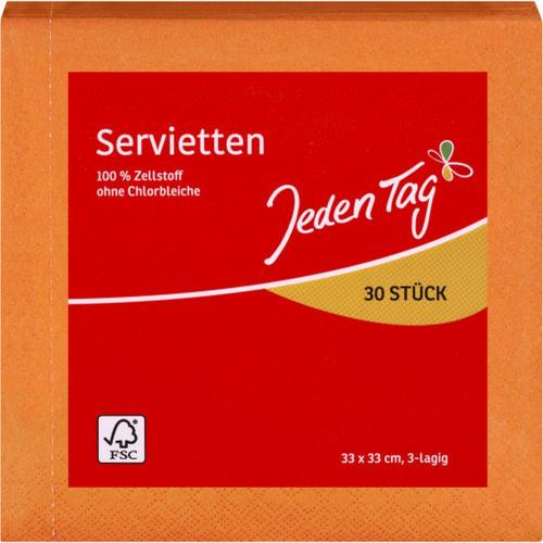 JedenTag Servietten Orange Papierservietten 3-lagig 30 Stck