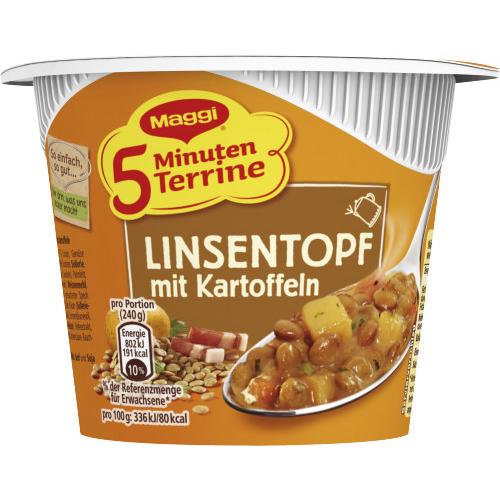 Maggi 5 Minuten Terrine Linsentopf mit Kartoffeln 49g Becher