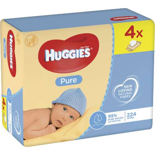 Huggies Pure Babytuch Feuchte Pflegetücher 4 x 56 Stück