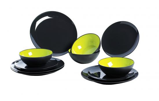 Gimex Geschirrset Melamin Grey Line, 12-teilig