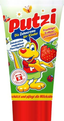 Putzi Zahncreme für Kinder Erdbeere Geschmack Zahnpasta 50ml