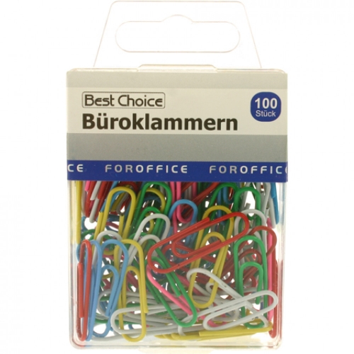 Broklammern 100er bunt in PVC-BOX je 2,8cm