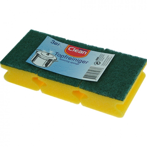 Schwamm Topfreiniger CLEAN mit Griffleiste 3er