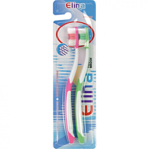 Zahnbürste ELINA 2er mit Anti-Rutschgriff medium