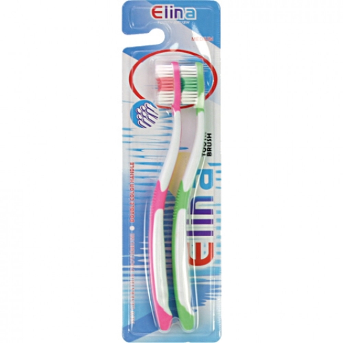 Zahnbrste ELINA 2er mit Anti-Rutschgriff medium