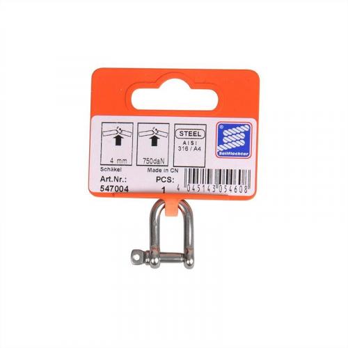 D-Schkel 4mm, A4 RVS AISI 316, 750 daN