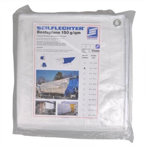 Allzweck Bootsplane Polyband Rechteck-Plane 3x4 Meter Wei