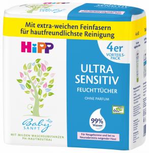 Hipp Babysanft Feuchttcher Ultra sensitiv ohne Parfum 4x52er Pack