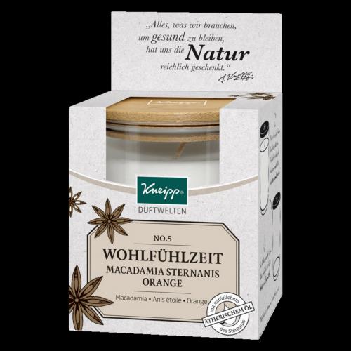 Kneipp Duftkerze mit Glas Macadamia, 1er Schachtel 145g